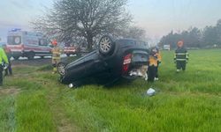 Edirne'de takla atan otomobilin genç sürücüsü hayatını kaybetti