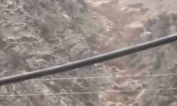 Güvenlik görevlisi son anda kaçtı, köpek sel sularıyla mücadele etti