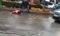 İzmir'de sinir krizi geçiren manav ortalığı birbirine kattı