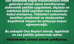 Ova Beyleri tribünlerden süresiz çekildiğini açıkladı
