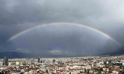 Bursa'da yağmur sonrası gökkuşağı şöleni