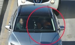 Dronu görünce emniyet kemerini taktılar