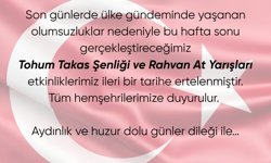 Honaz Tohum Takas Şenliği ve Rahvan At Yarışları, ülke gündeminde yaşanan olumsuzluklar nedeniyle ertelendi