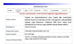 Meteorolojiden Tunceli için sağanak yağış uyarısı
