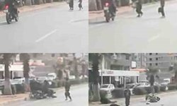 Motosiklet yayaya çarptı, o anlar araç kamerasına yansıdı: 2 yaralı