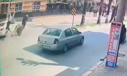 Otomobil ile motosiklet çarpıştı, 1 kişi yaralandı: O anlar kamerada