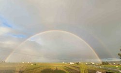 Siirt'te yağmur sonrası oluşan gökkuşağı mest etti