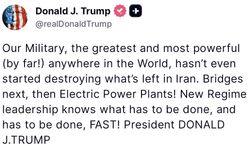 Trump'tan İran'a uyarı 'Sırada köprüler, ardından elektrik santralleri var'