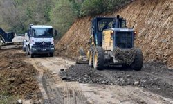 Türkeli'de heyelan sonrası köy yolu güvenli hale getirildi