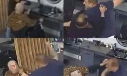 Berberde tıraş olan şahsa satırla saldırmıştı, o anların görüntüsü ortaya çıktı
