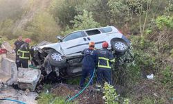 Bilecik'te kamyonet şarampole uçtu, araçta sıkışan sürücü kurtarıldı