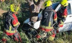 Burhaniye'de şarampole düşen otomobilin sürücü yaralandı