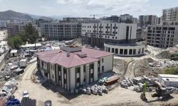 Defne ilçe jandarma komutanlığı hizmet binasında inşaat çalışmaları sürüyor