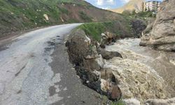 Hakkari'de iki mahalleyi bağlayan yol çöktü