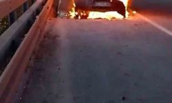 Otobanda seyir halindeki cip alev alev yandı