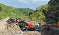 Terme'de kurulan kurulan taş ocağı üretime başladı