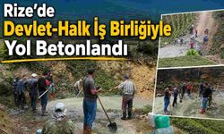 Rize’de Devlet-Halk İş Birliğiyle Yol Betonlandı