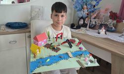 Kütahya'da 3. sınıf öğrencisi Göktuğ Okayay'ın dikkat çeken 'Doğal Yaşam' maketi