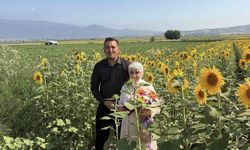 Osmaniye'de ayçiçeği tarlaları yeni evli çiftlerin gözdesi oldu