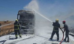 Şanlıurfa'da saman yüklü tırda çıkan yangın söndürüldü