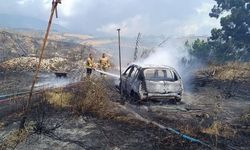 Bahçede başlayan yangında otomobil ve sera kullanılmaz hale geldi