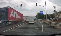 D-650'de yürekleri ağza getiren kaza kamerada