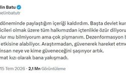 Deprem zamanında 'Devlet yoktu' diye paylaşım yapan Pelin Batu özür diledi