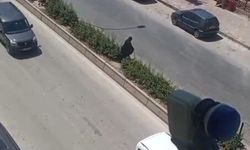 Elinde bastonuyla refüje çıkarak yolun karşısına geçmeye çalışan yaşlı kadın adeta ölümle dans etti