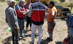 Gediz'de biçerdöverle hasat kontrolleri sürüyor