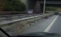 Otoyolda ters şeritte ilerleyen otomobil hayrete düşürdü