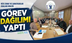 Rize Esnaf ve Sanatkarlar Odaları Birliği'nde görev dağılımı