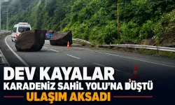 Rize'de dev kayalar Karadeniz Sahil Yolu'na Düştü, Ulaşım Aksadı