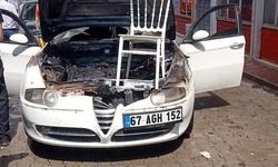Devrek'te yanan araca itfaiye yetişti