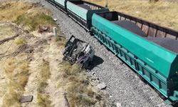 Yük treni hemzemin geçitte kamyona çarptı: 1 yaralı