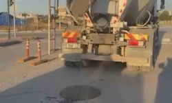 Bursa'da yola beton döken mikser sürücüsüne tepki