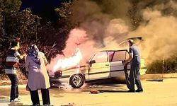 Pursaklar'da seyir halindeyken alev alan araç kullanılamaz hale geldi