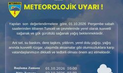 Tunceli için kuvvetli yağış uyarısı