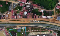 Rize'nin İyidere ilçesinde selin ortaya çıkardığı manzara havadan görüntülendi
