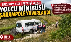 Erzurum -Rize Yolcu Minibüsü Şarampole Devrildi