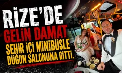 Rize'de gelin damat şehir içi minibüsle düğün salonuna gitti