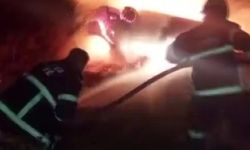 Amasya'da takla atan otomobil alev alev yandı, sürücü son anda kurtuldu