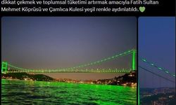 Fatih Sultan Mehmet Köprüsü ve Çamlıca Kulesi yeşil ışıklar ile aydınlatıldı