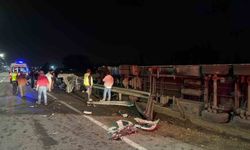 Iğdır'da çimento yüklü tır devrildi: 1 yaralı