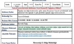 Tunceli için kuvvetli yağış uyarısı