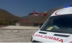 Yüksekten düşen şahıs hasta ambulans helikopter ile Van'a getirildi
