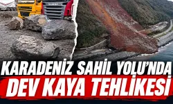 Karadeniz Sahil Yolu'nda dev kaya tehlikesi
