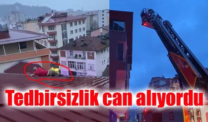 Çatıdan düşerken oluklara tutundu