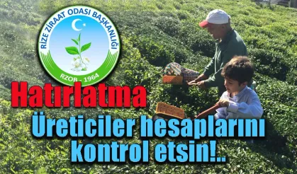 Rize Ziraat Odası'ndan üreticilere destekleme hatırlatması