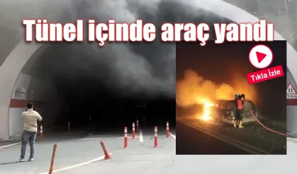 Artvin'de tünel içinde araç yandı
