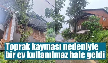 Toprak kayması nedeniyle bir ev kullanılmaz hale geldi